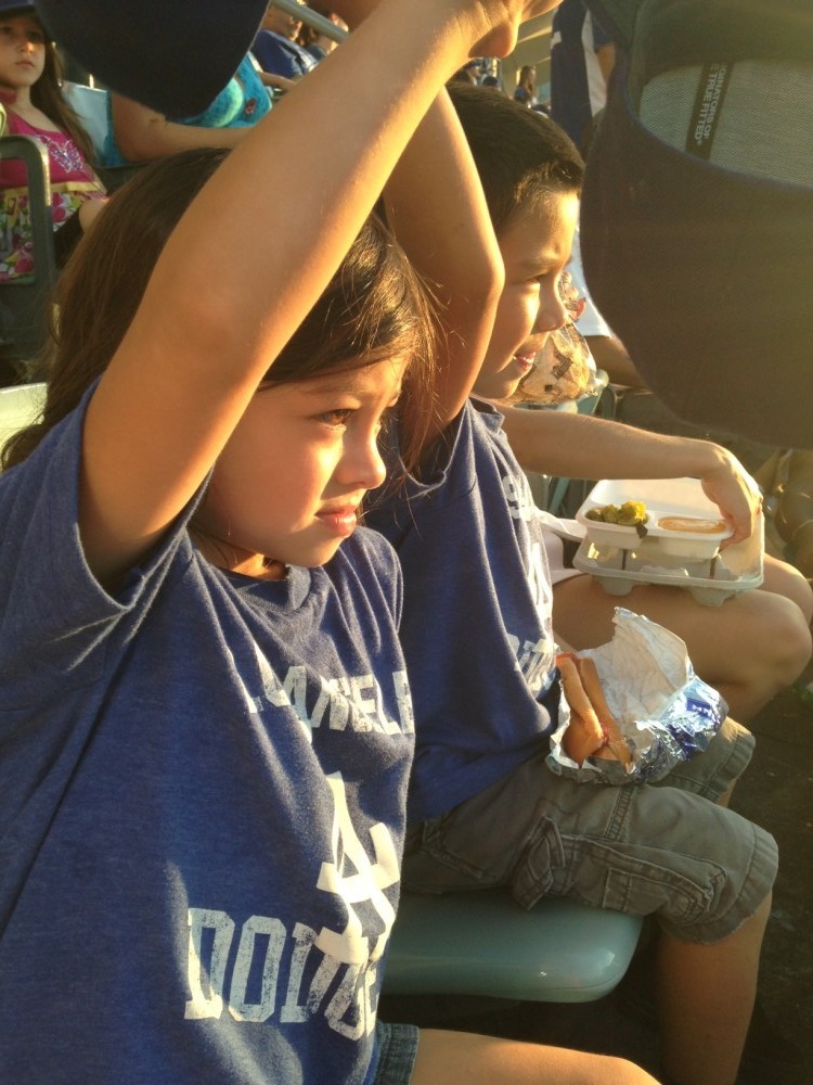 Cheering at the Dodger Game